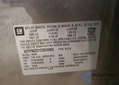 2012 Cadillac Srx Premium Collection z USA, uszkodzony, nr VIN 3GYFNCE31CS500062